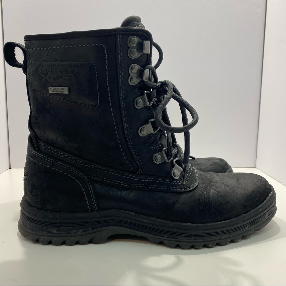 Rockport XCS Hydro-Shield Waterproof Black Leather Winter Boots, size 7.5, Mens